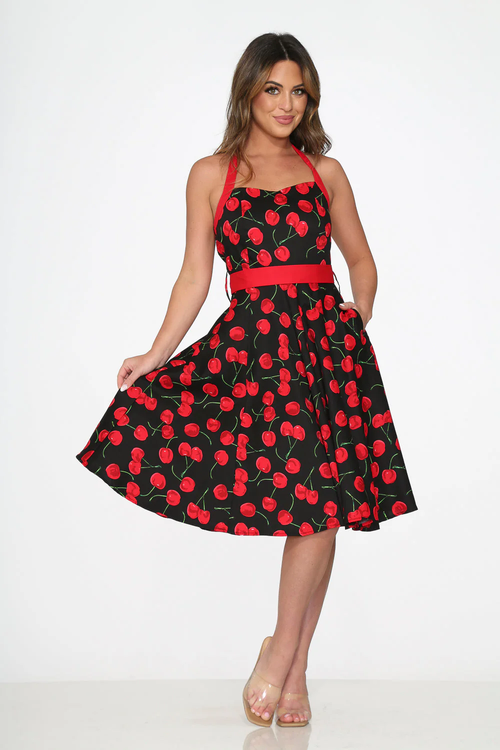 Black & Red Cherry Halter Dress - Image 6