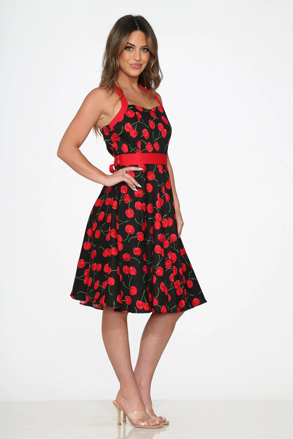 Black & Red Cherry Halter Dress - Image 7