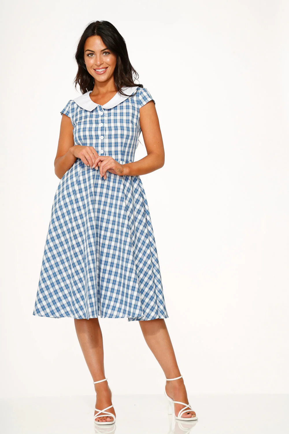 Blue Checker Swing Dress - Image 3