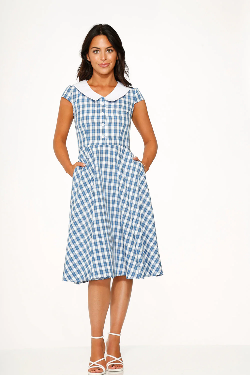 Blue Checker Swing Dress - Image 4