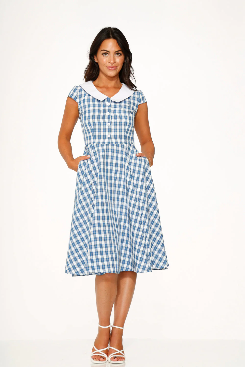 Blue Checker Swing Dress - Image 5