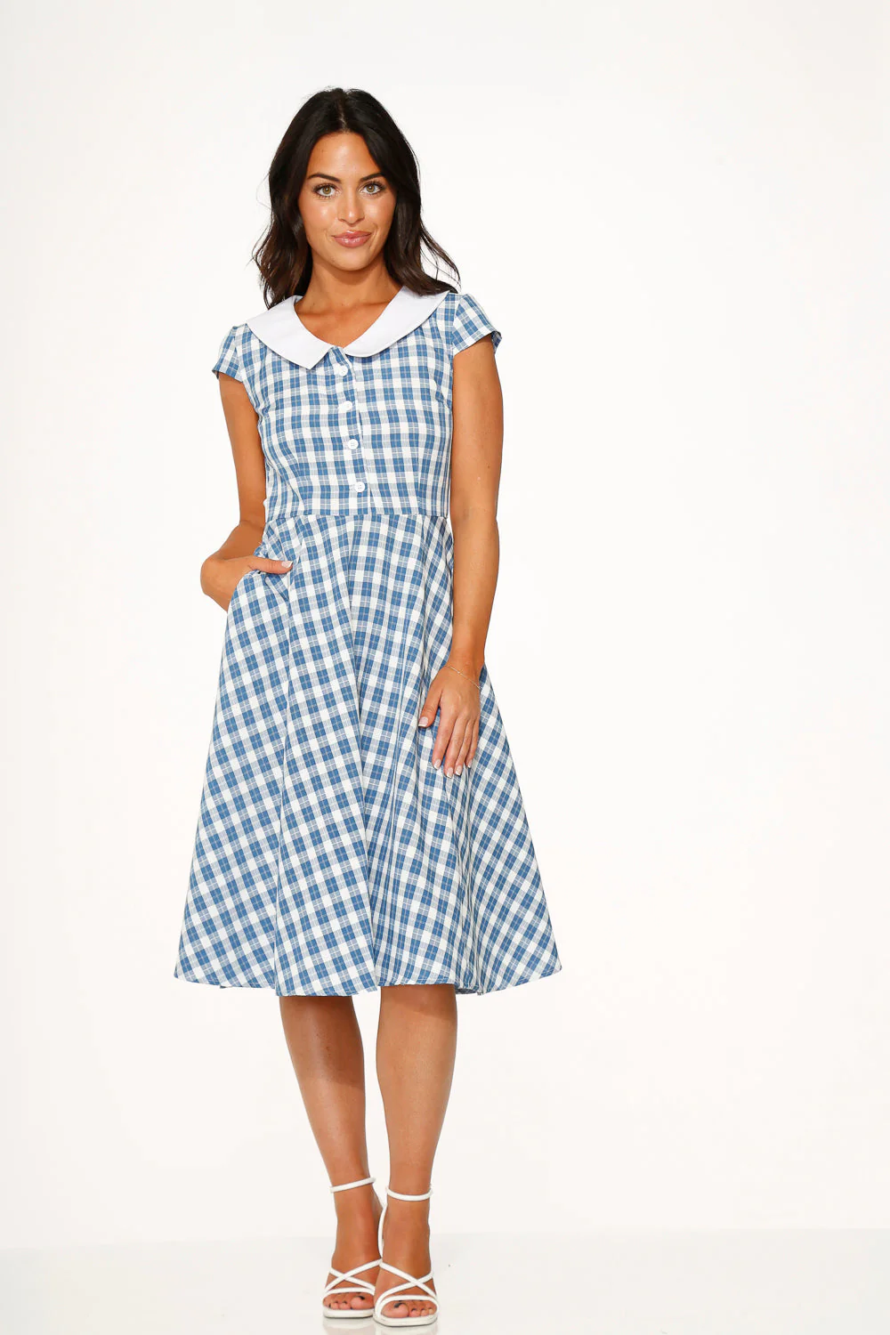 Blue Checker Swing Dress - Image 6