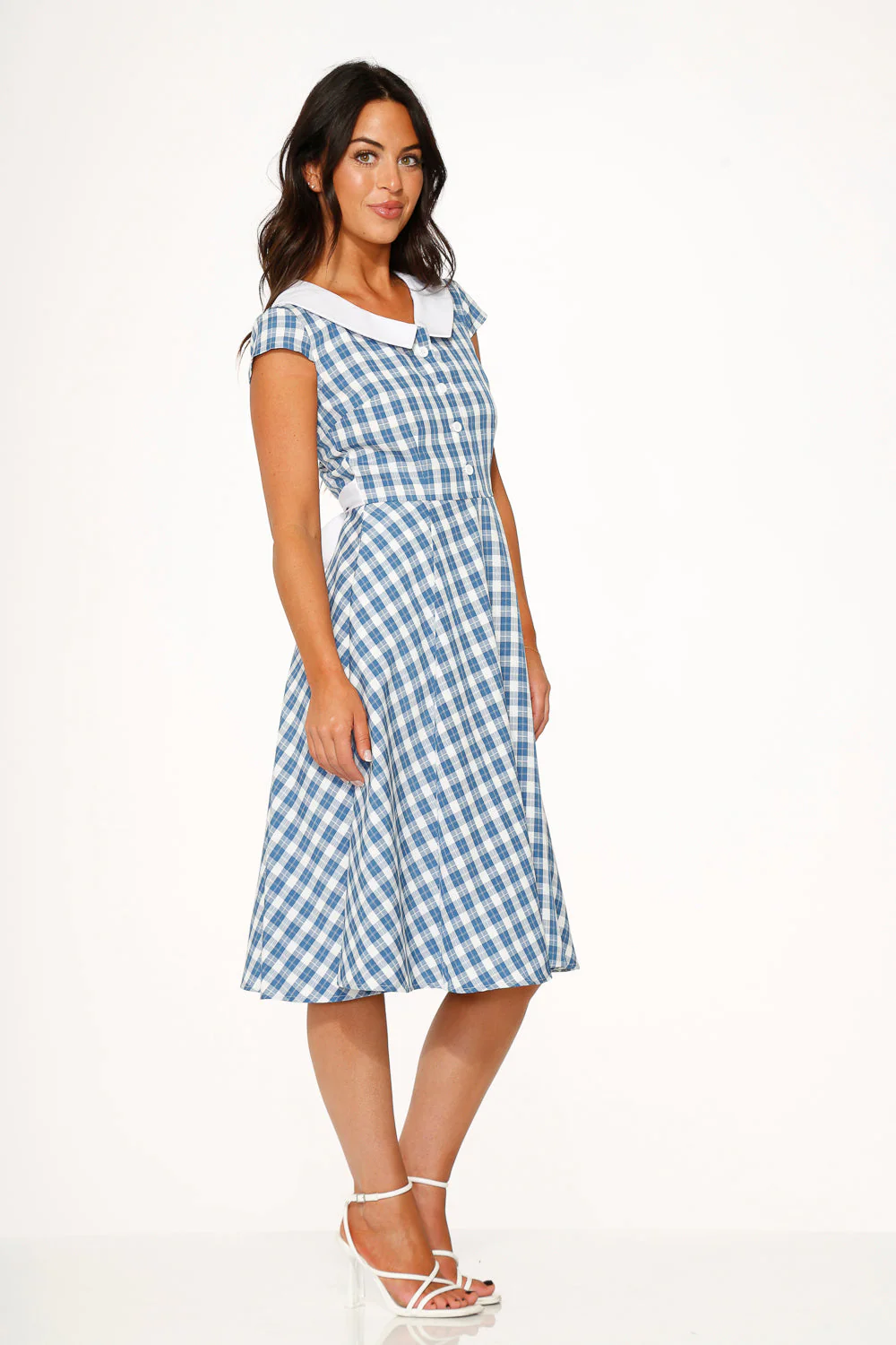 Blue Checker Swing Dress - Image 7
