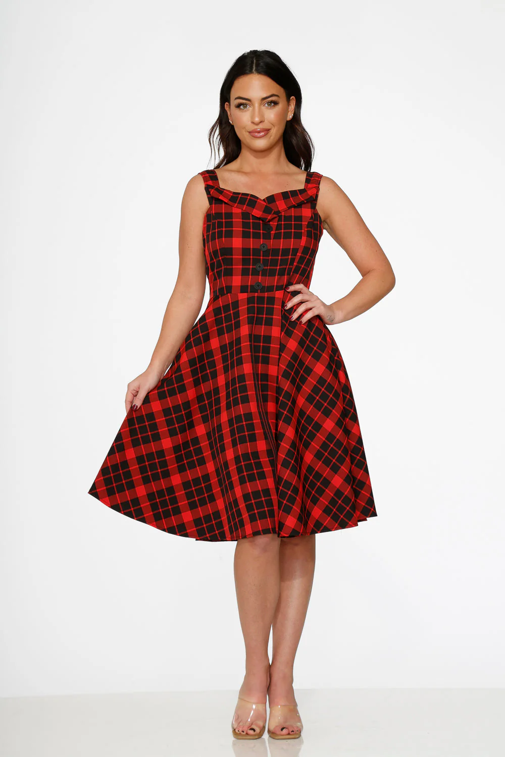 Red Plaid Swing Dress - Image 2