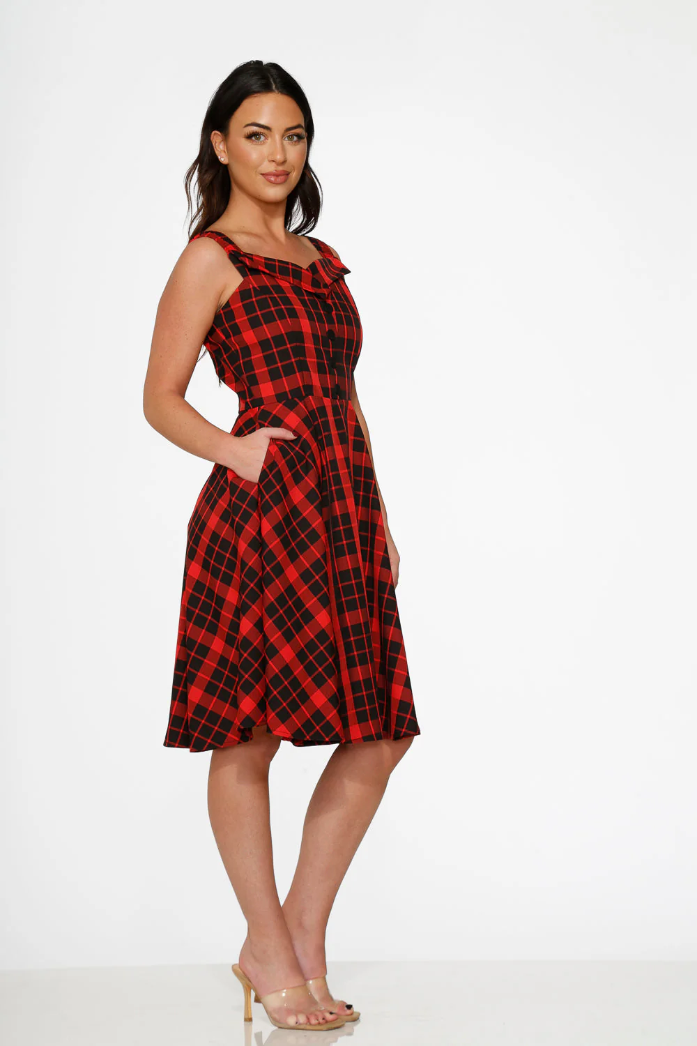 Red Plaid Swing Dress - Image 5