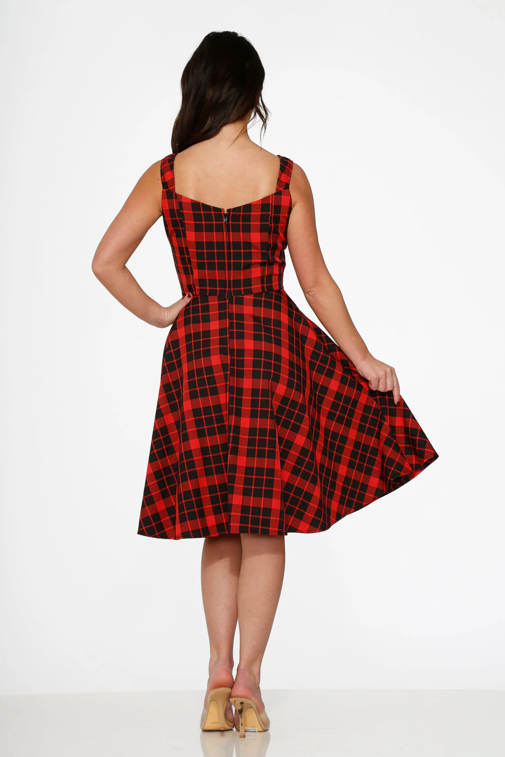 Red Plaid Swing Dress - Image 7