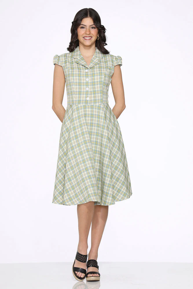 Green Plaid Swing Dress - Image 2