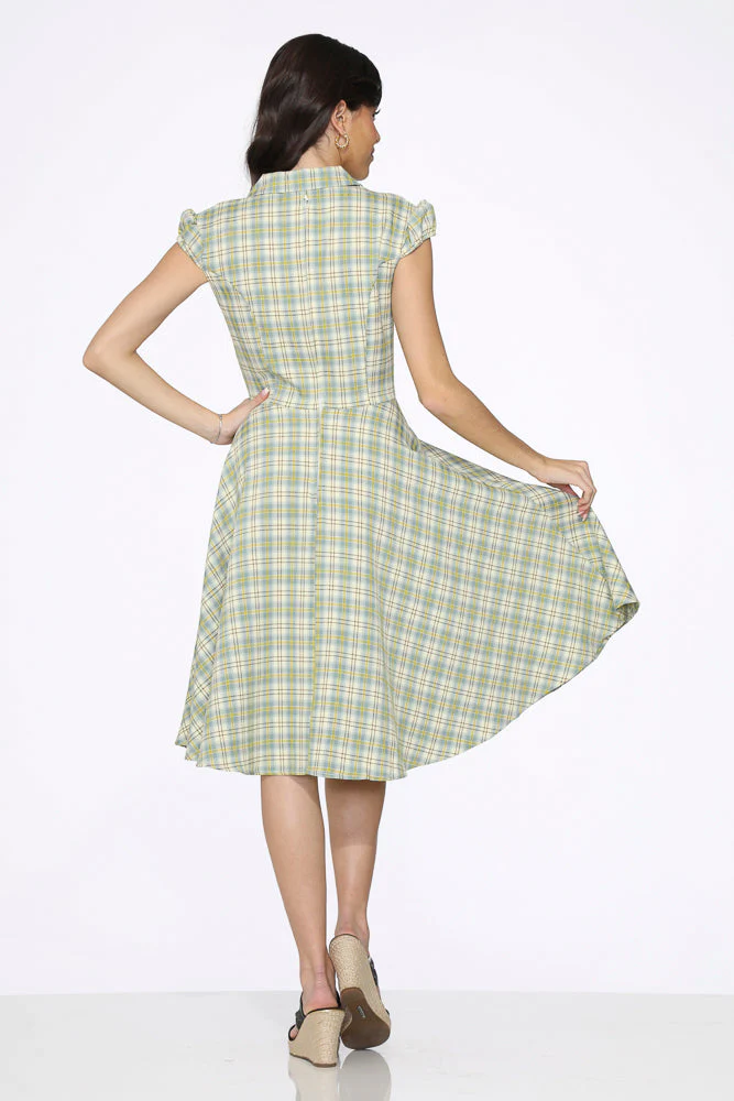 Green Plaid Swing Dress - Image 3