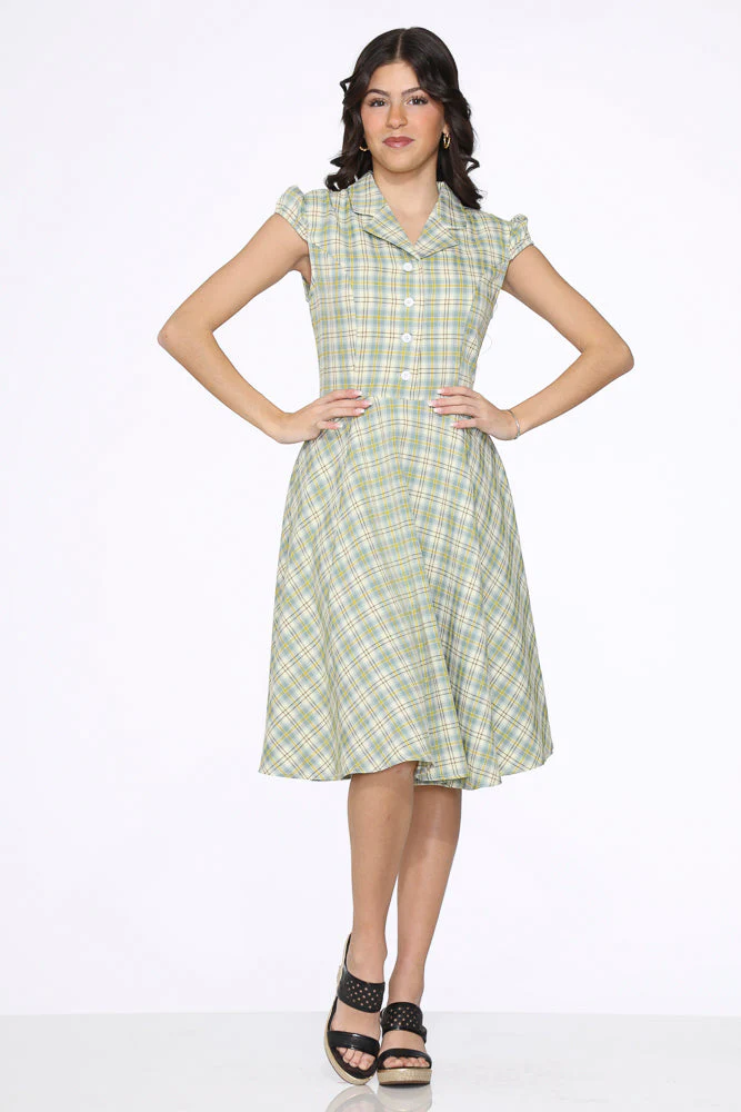 Green Plaid Swing Dress - Image 4