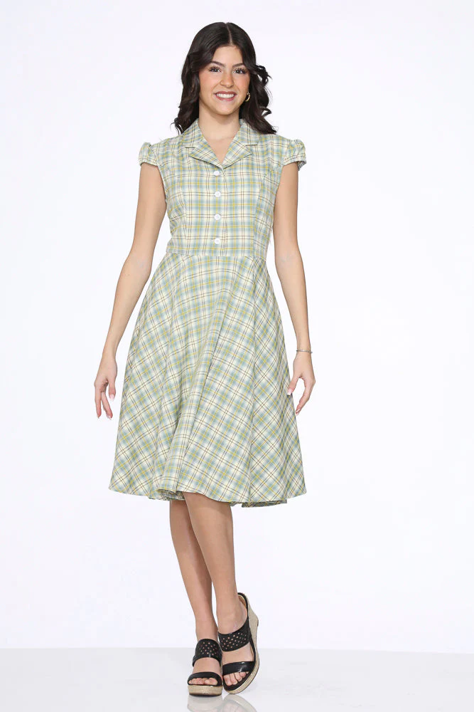 Green Plaid Swing Dress - Image 5
