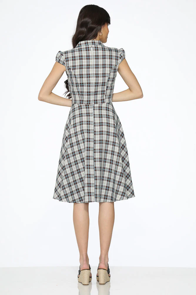 Brown & Blue Plaid Swing Dress - Image 4