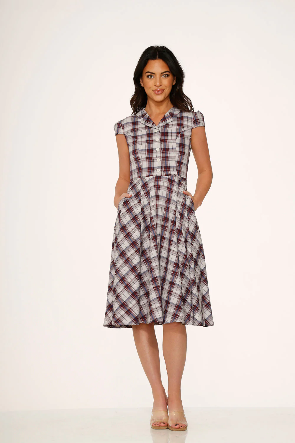 Brown Plaid Swing Dress - Image 2