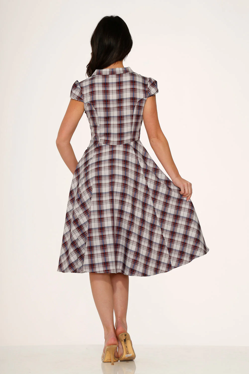 Brown Plaid Swing Dress - Image 6