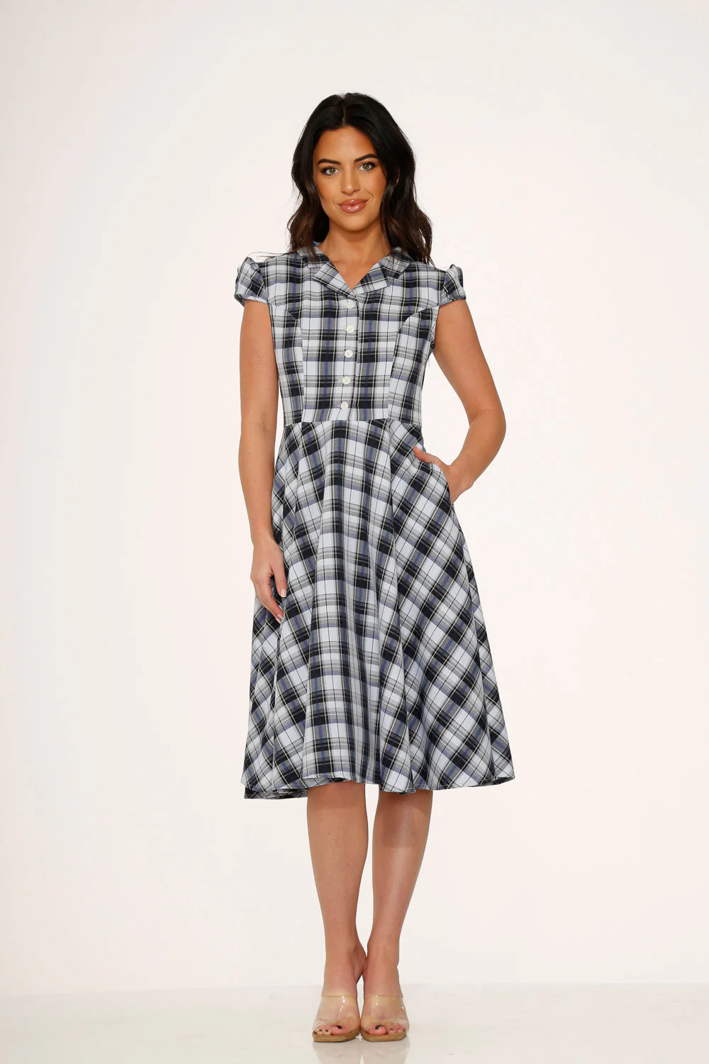 Blue Plaid Swing Dress - Image 2