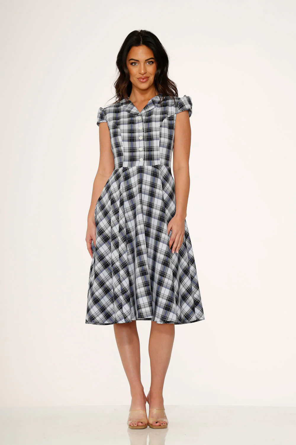 Blue Plaid Swing Dress - Image 3