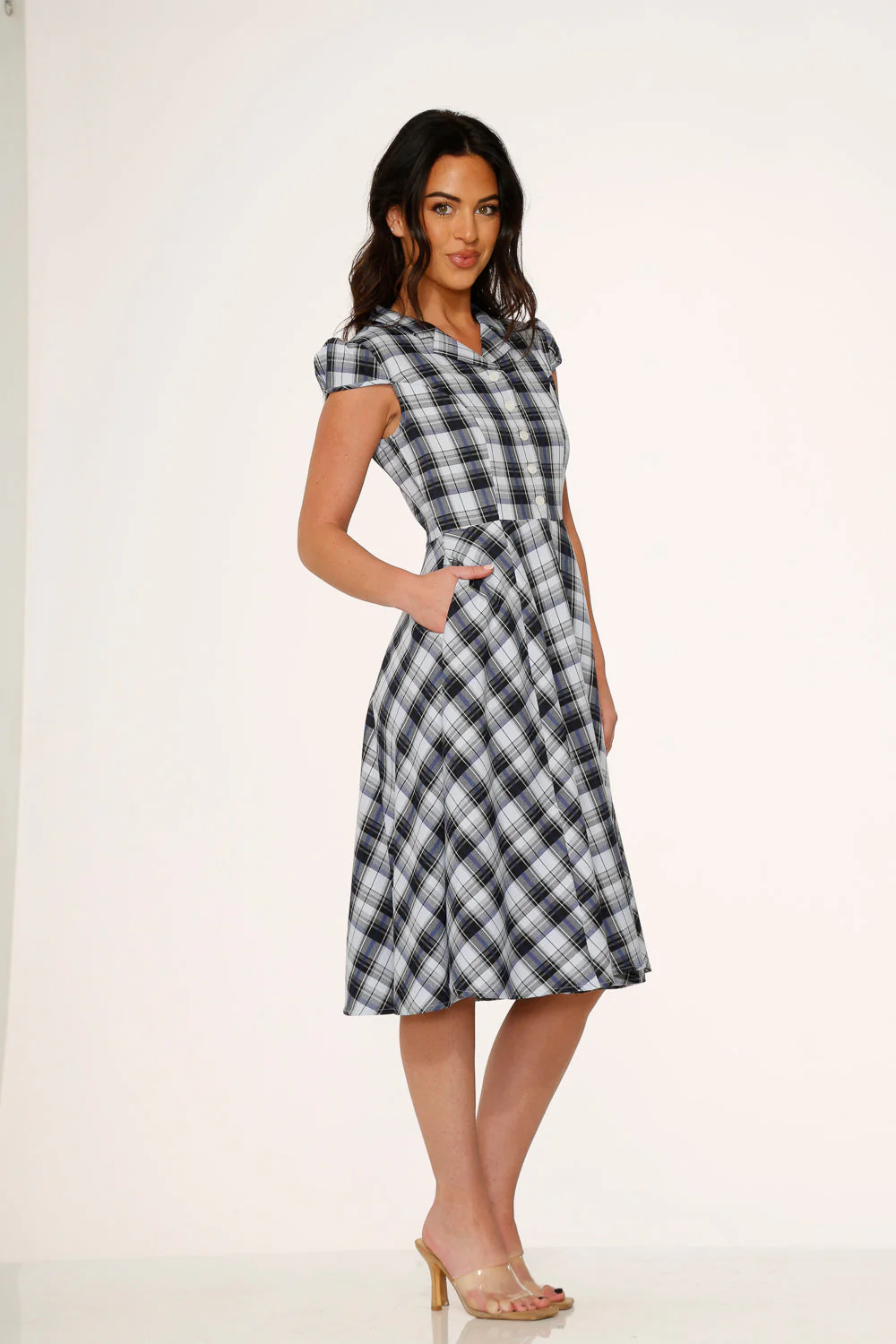 Blue Plaid Swing Dress - Image 5