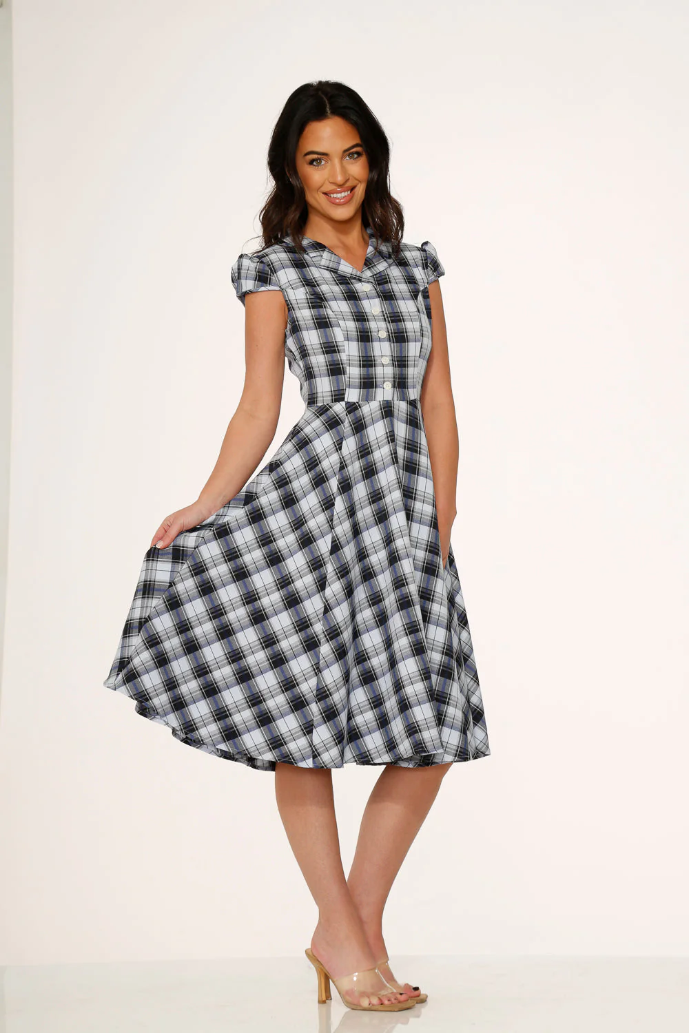 Blue Plaid Swing Dress - Image 6