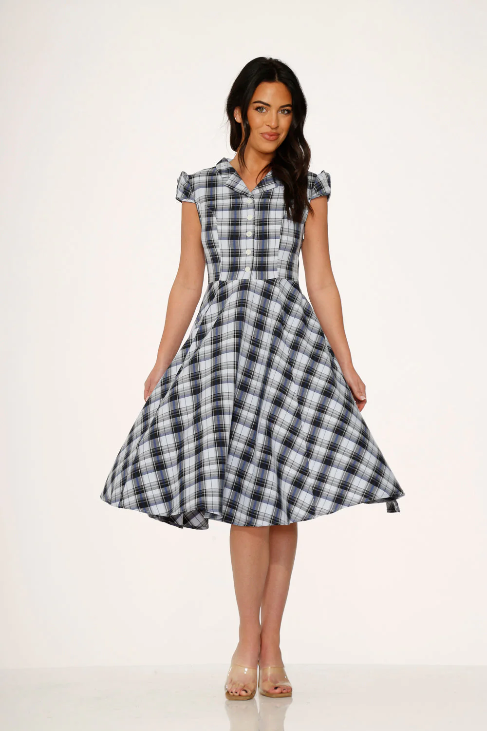 Blue Plaid Swing Dress - Image 9