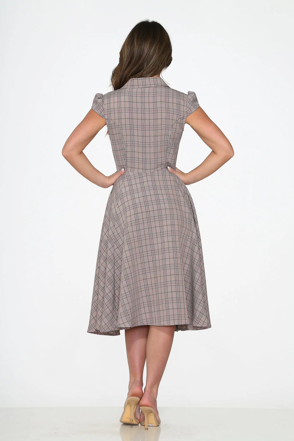 Brown Plaid Swing Dress - Image 3