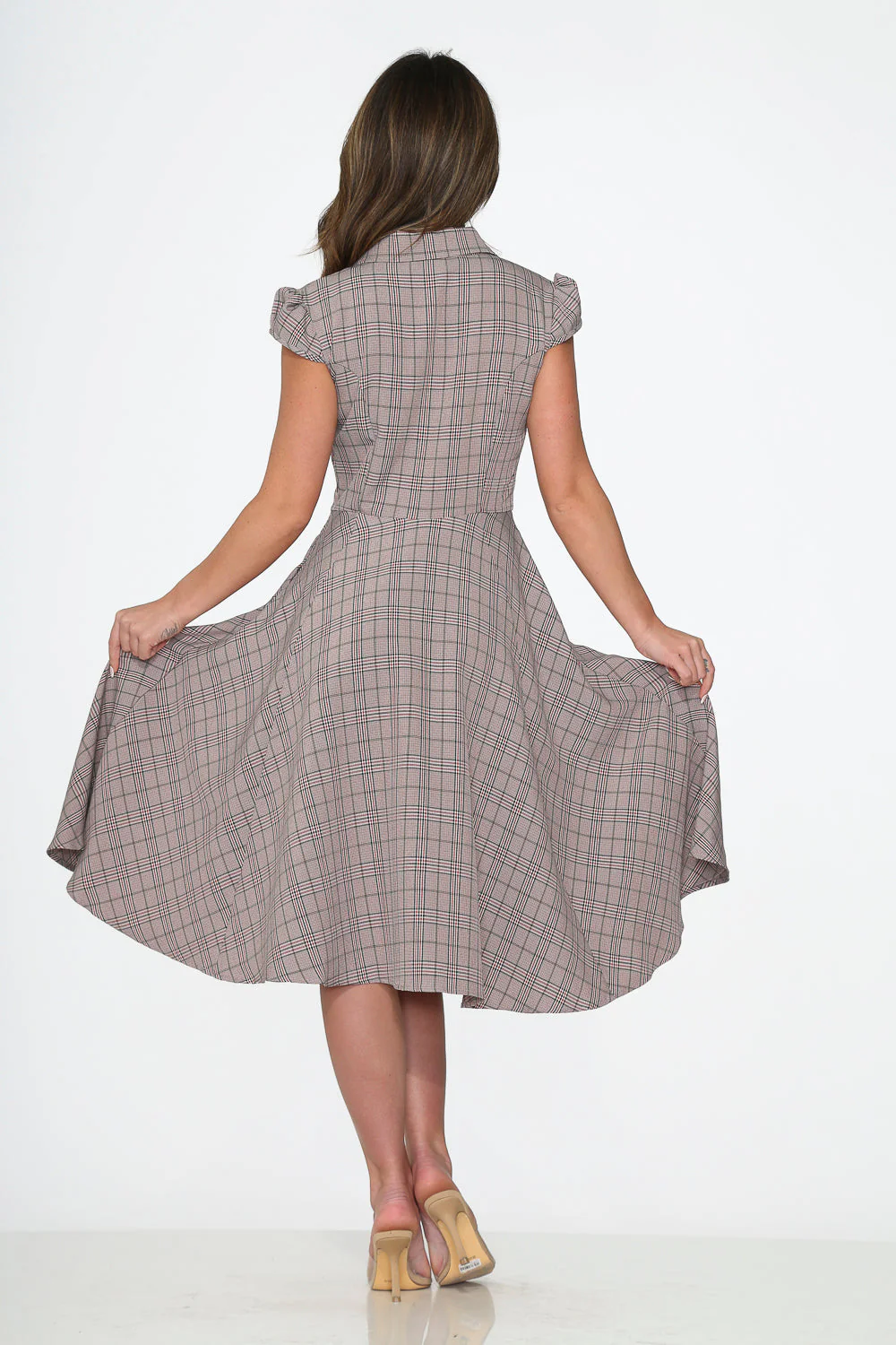 Brown Plaid Swing Dress - Image 5