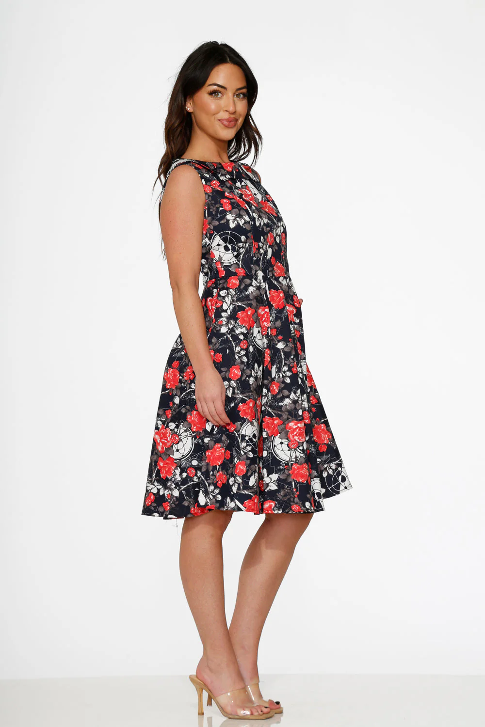 Navy Floral Swing Dress - Image 5