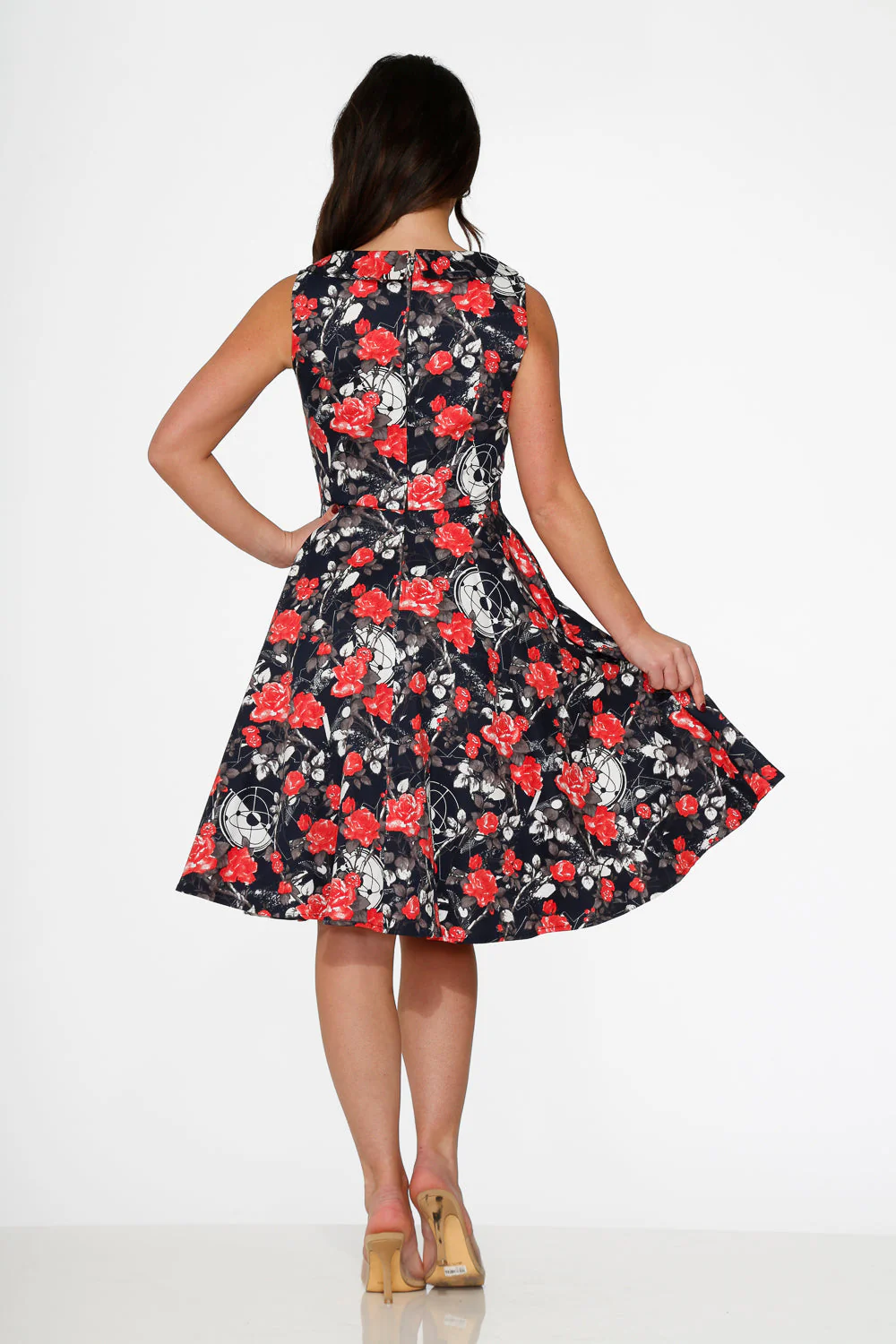 Navy Floral Swing Dress - Image 6