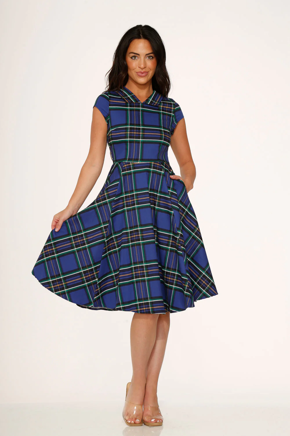 Blue Plaid Swing Dress - Image 3