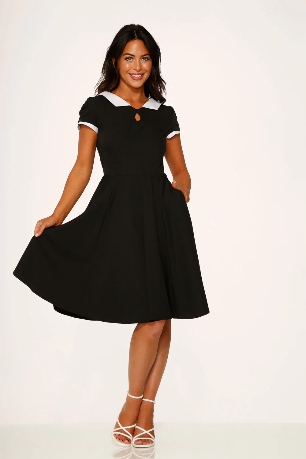 Black & White Keyhole Swing Dress - Image 3