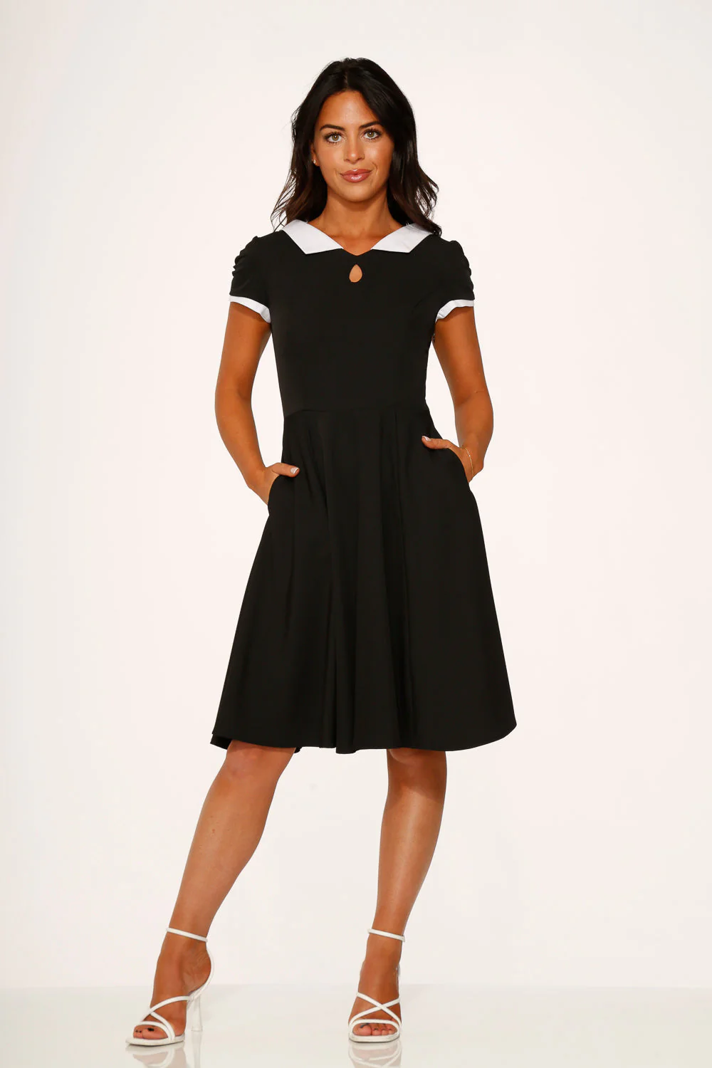 Black & White Keyhole Swing Dress - Image 4