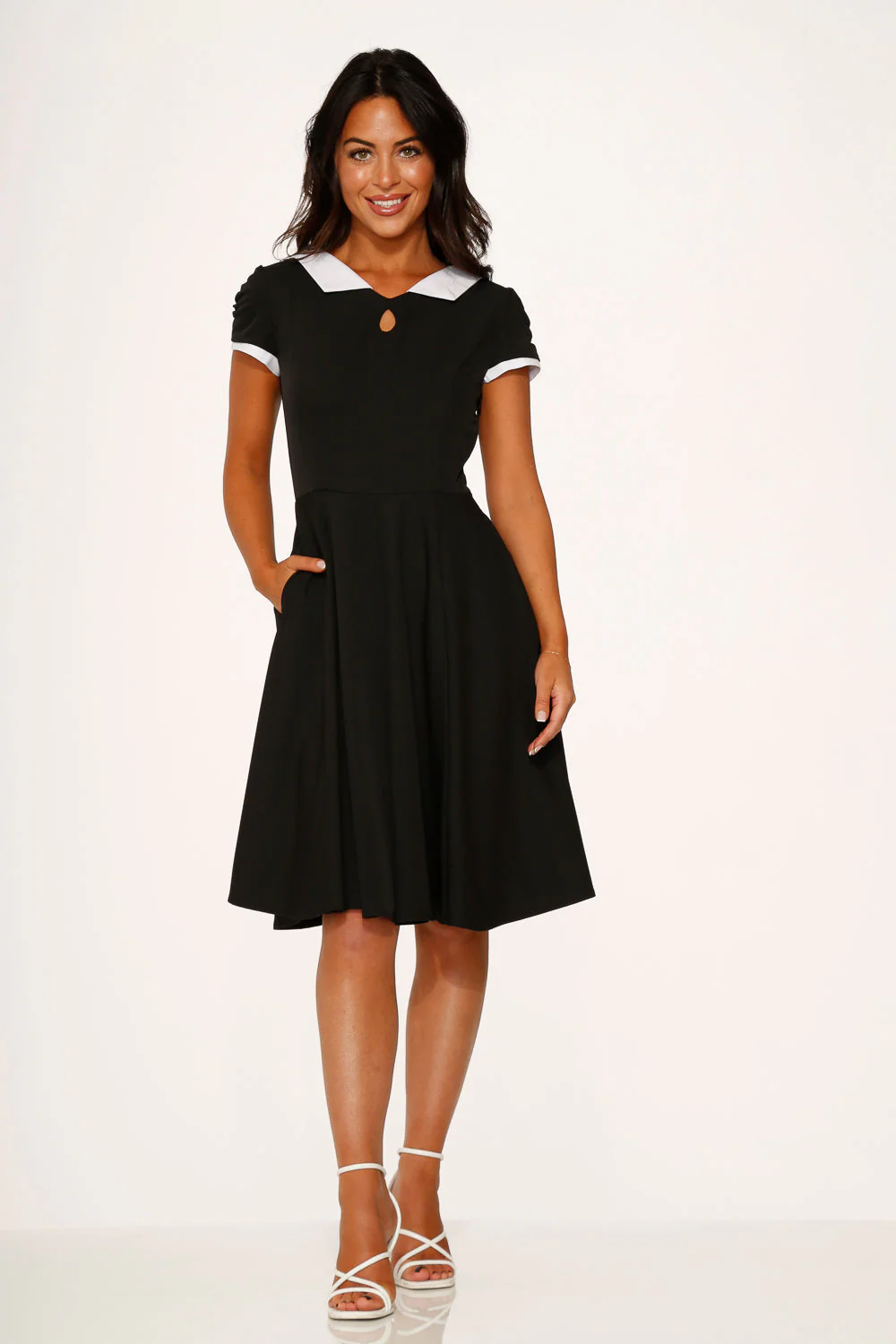Black & White Keyhole Swing Dress - Image 5