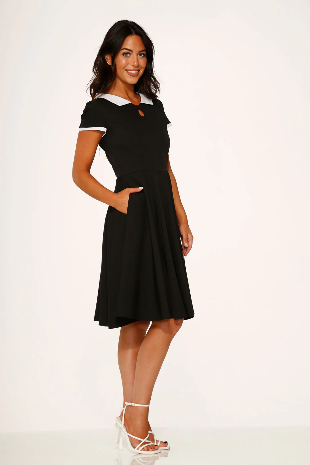 Black & White Keyhole Swing Dress - Image 6