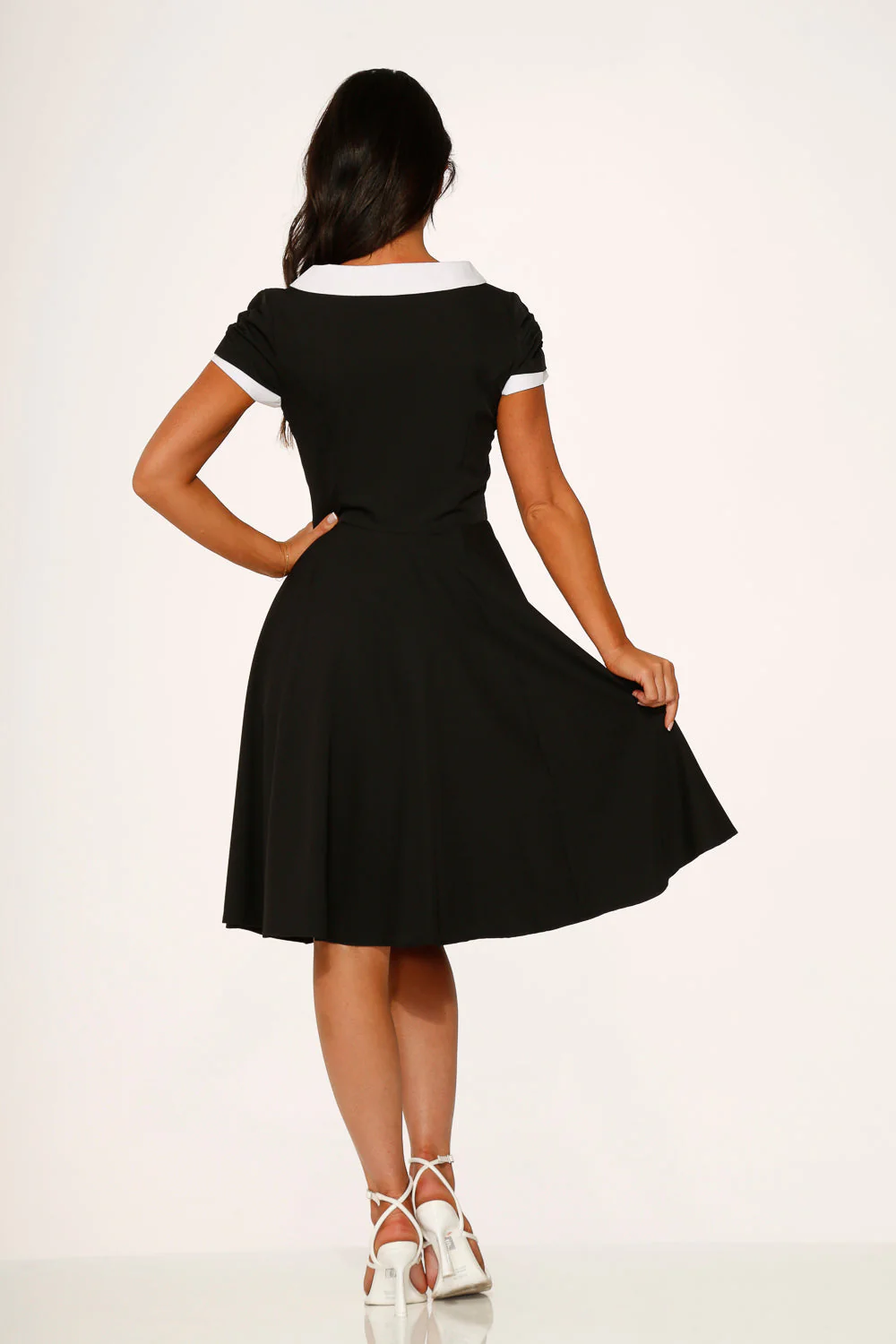 Black & White Keyhole Swing Dress - Image 8