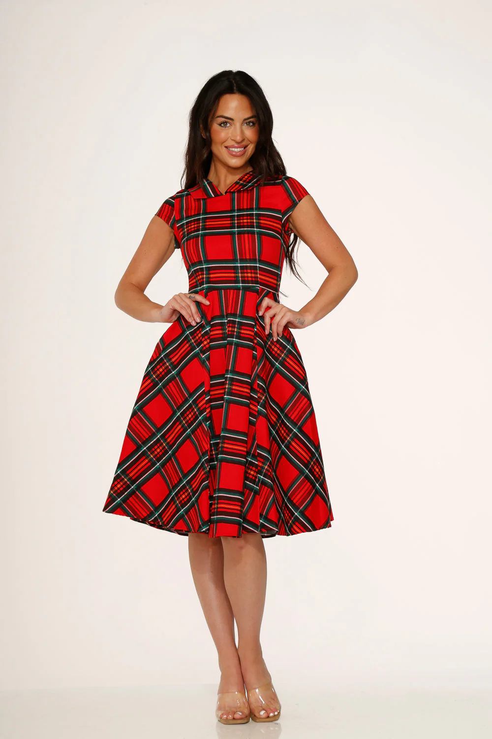 Red Plaid Swing Dress - Image 2