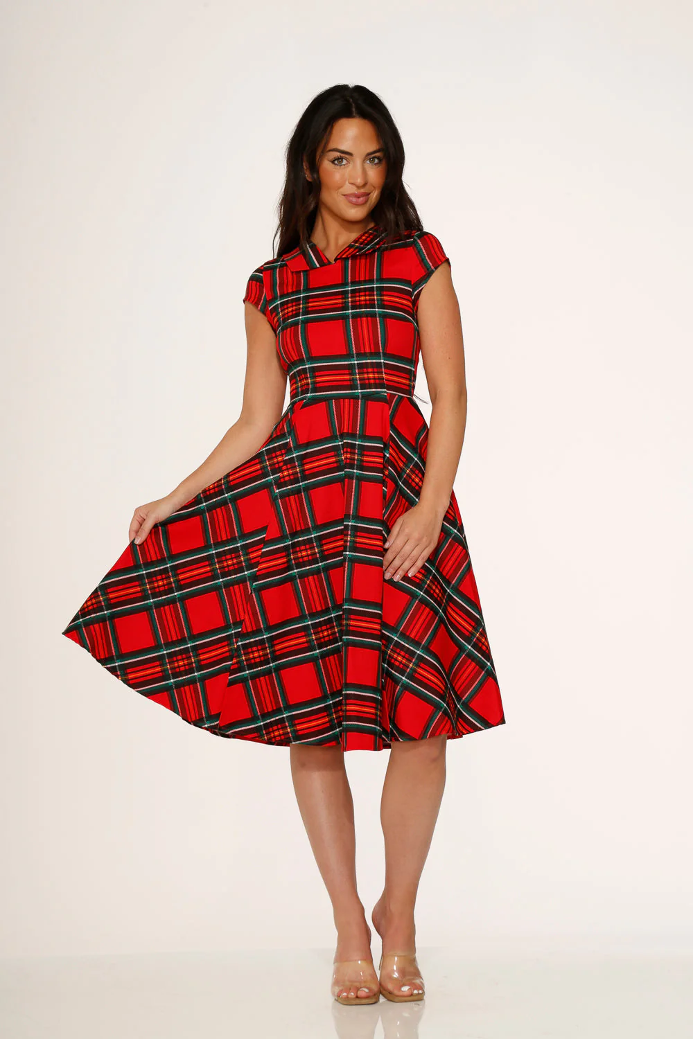 Red Plaid Swing Dress - Image 3
