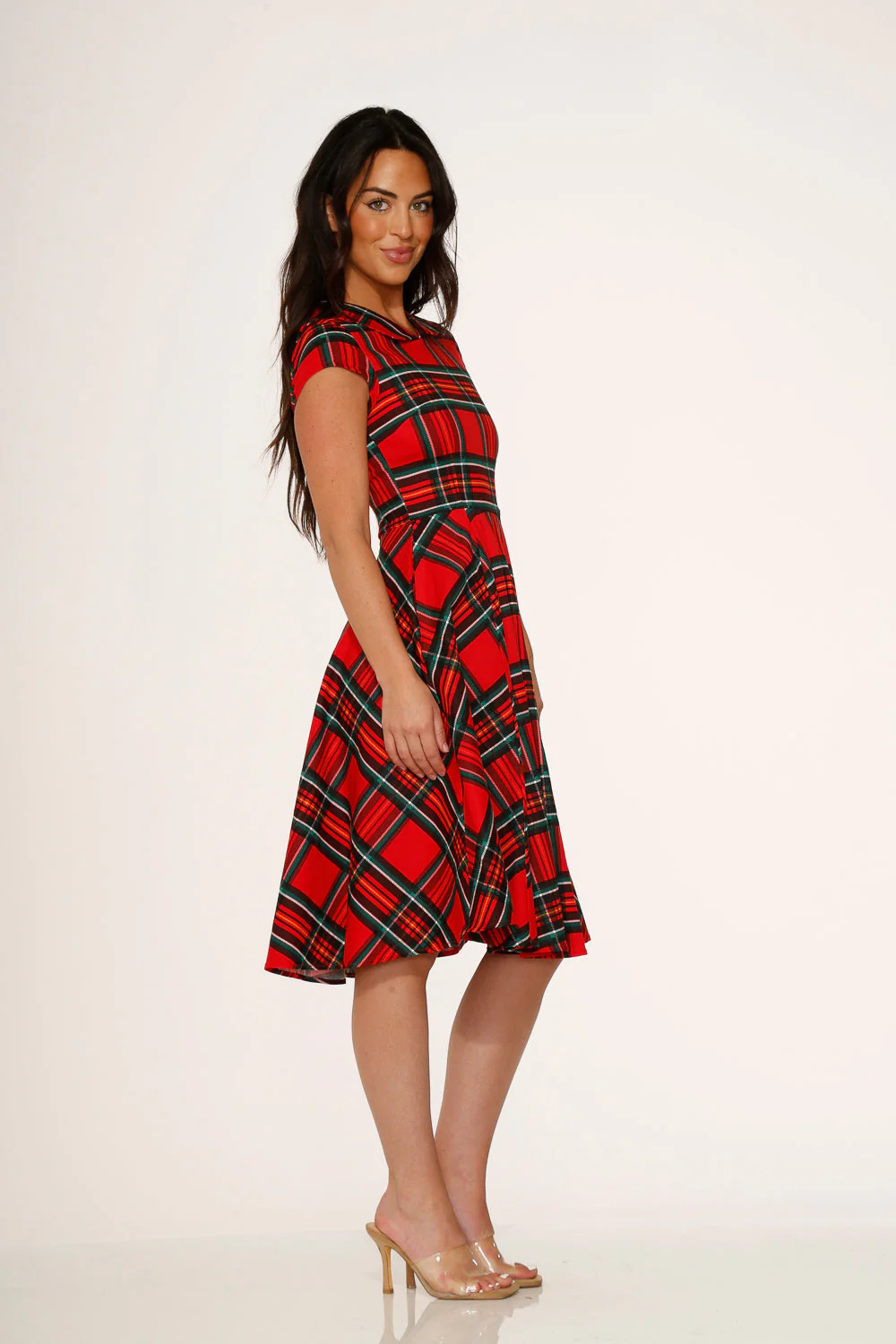 Red Plaid Swing Dress - Image 4