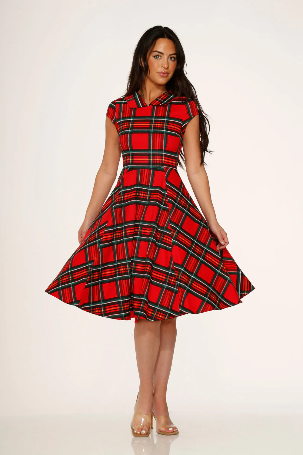 Red Plaid Swing Dress - Image 5