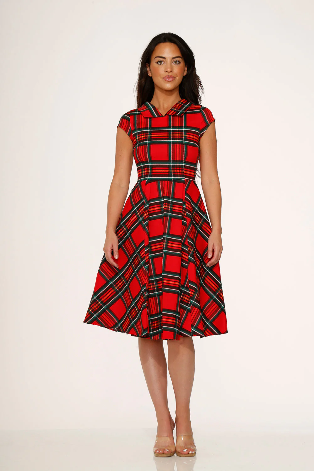 Red Plaid Swing Dress - Image 6