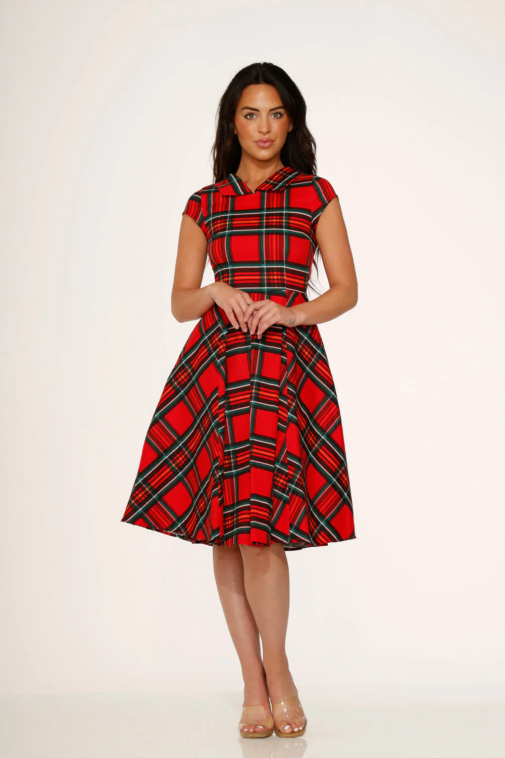 Red Plaid Swing Dress - Image 7