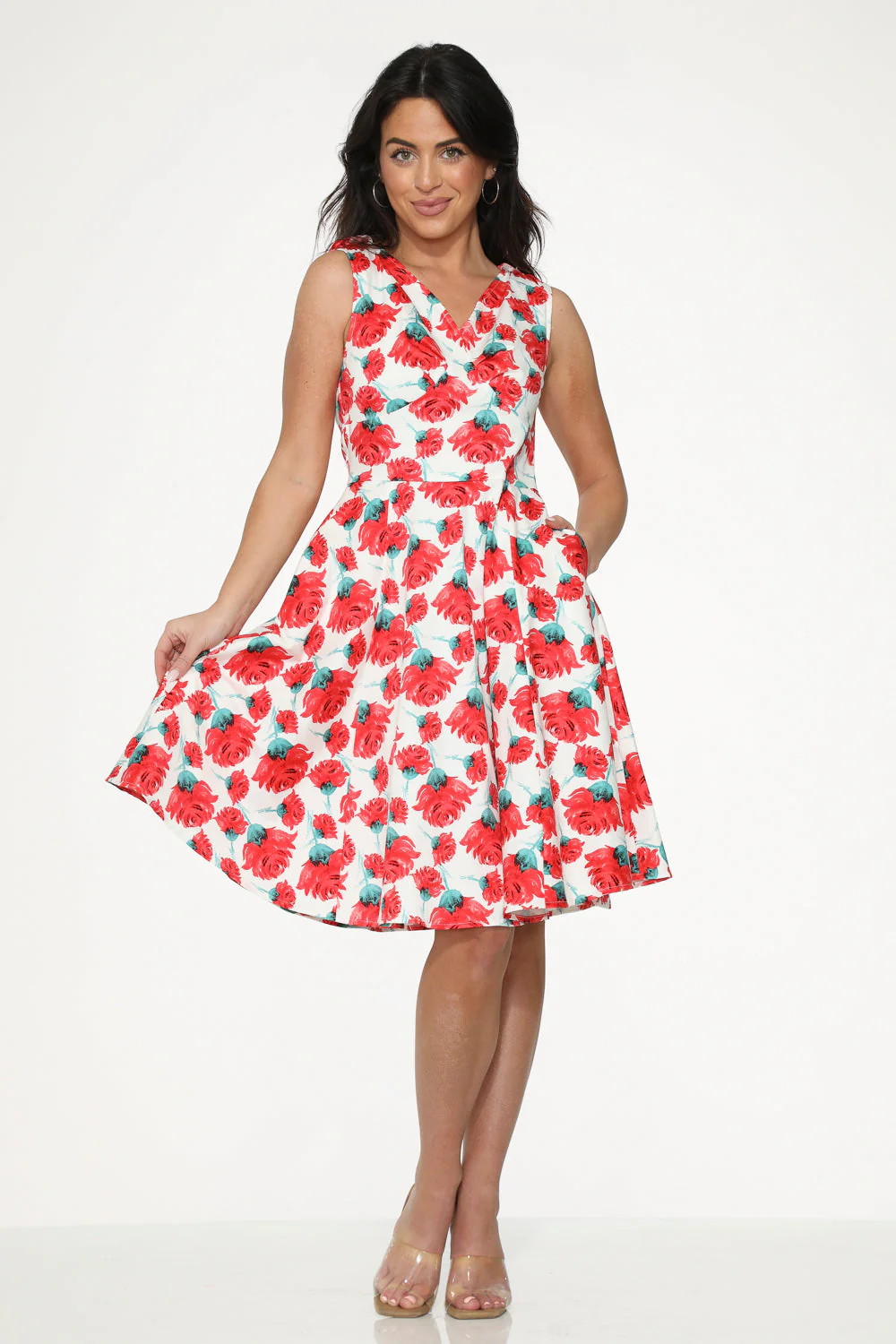 White Red Rose Swing Dress - Image 2