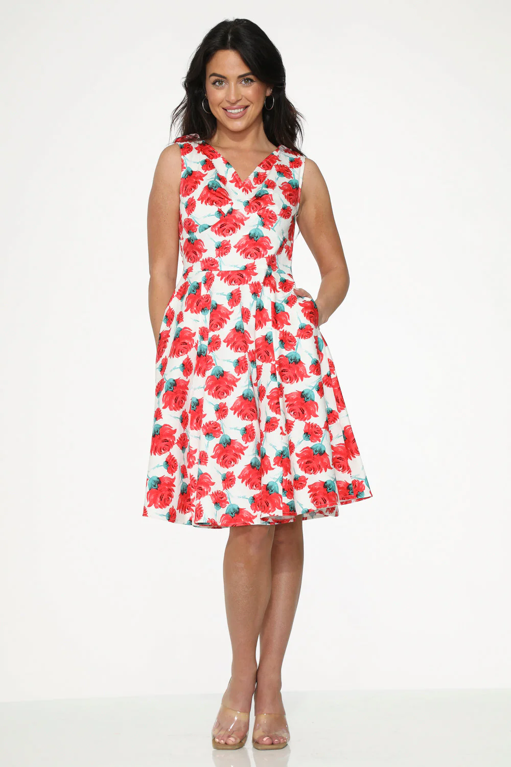 White Red Rose Swing Dress - Image 3
