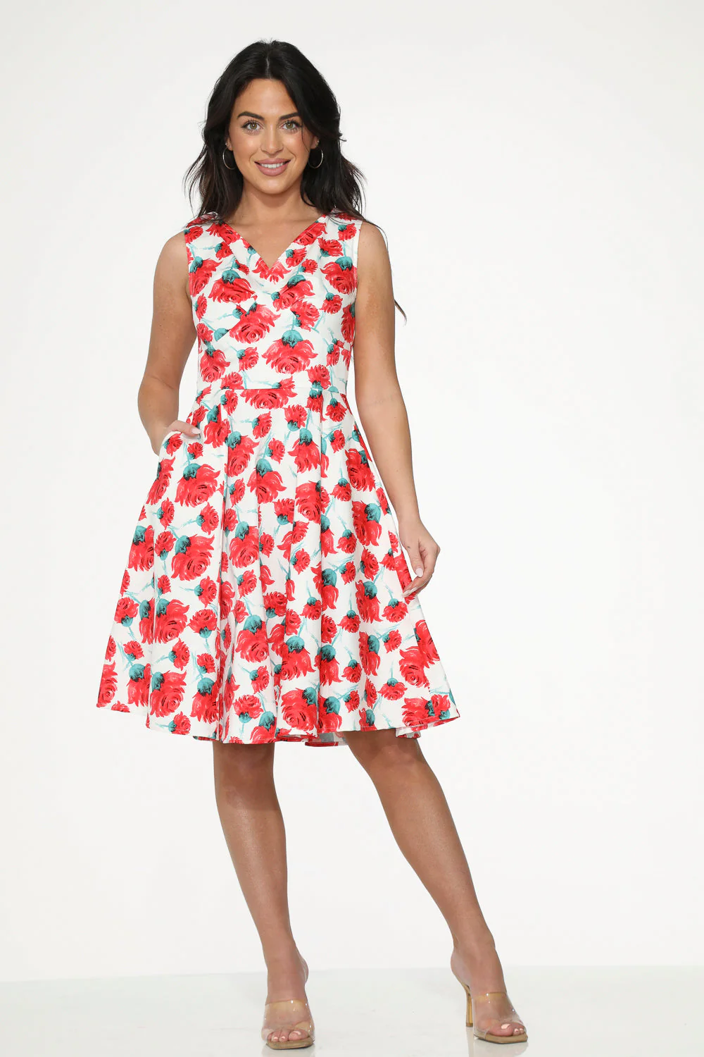 White Red Rose Swing Dress - Image 4