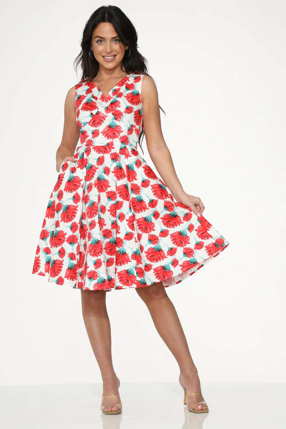 White Red Rose Swing Dress - Image 5