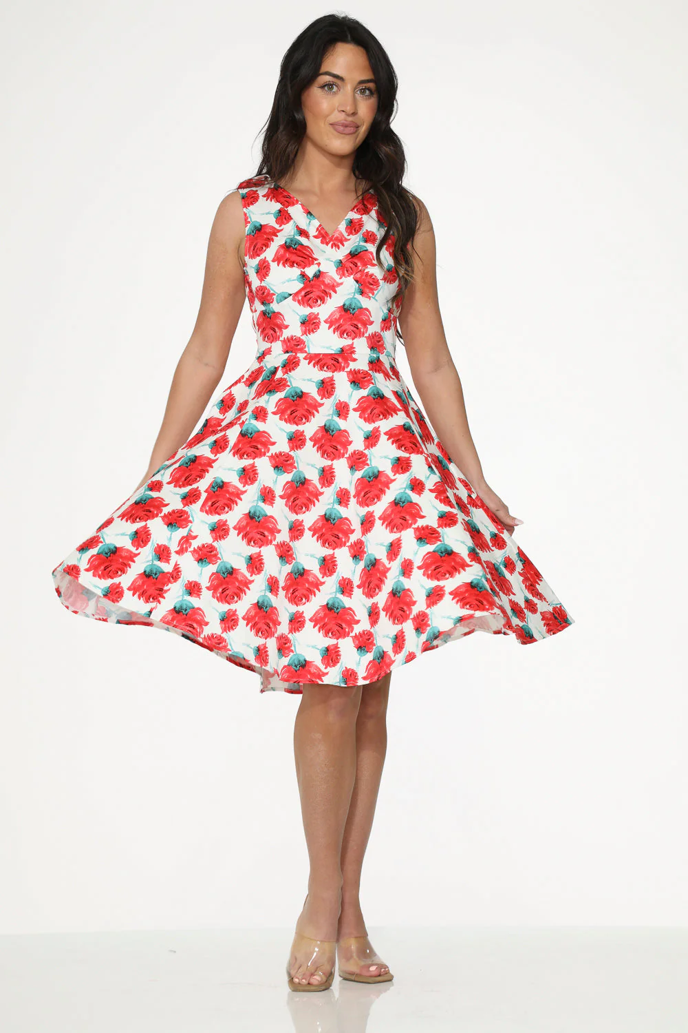 White Red Rose Swing Dress - Image 7