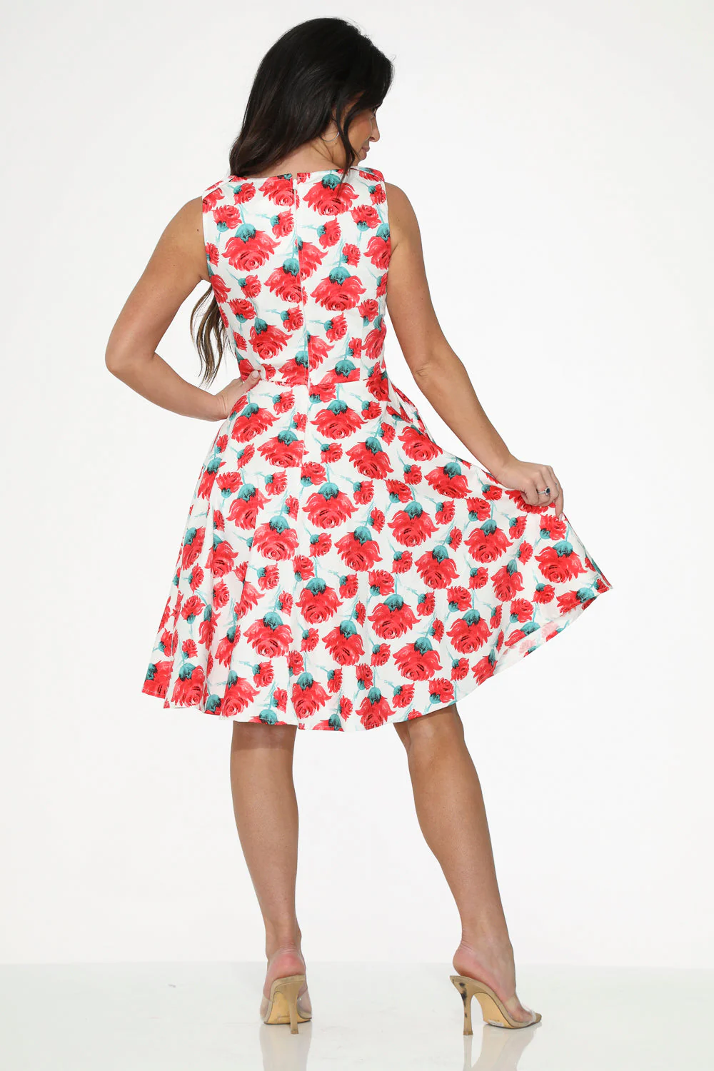 White Red Rose Swing Dress - Image 8