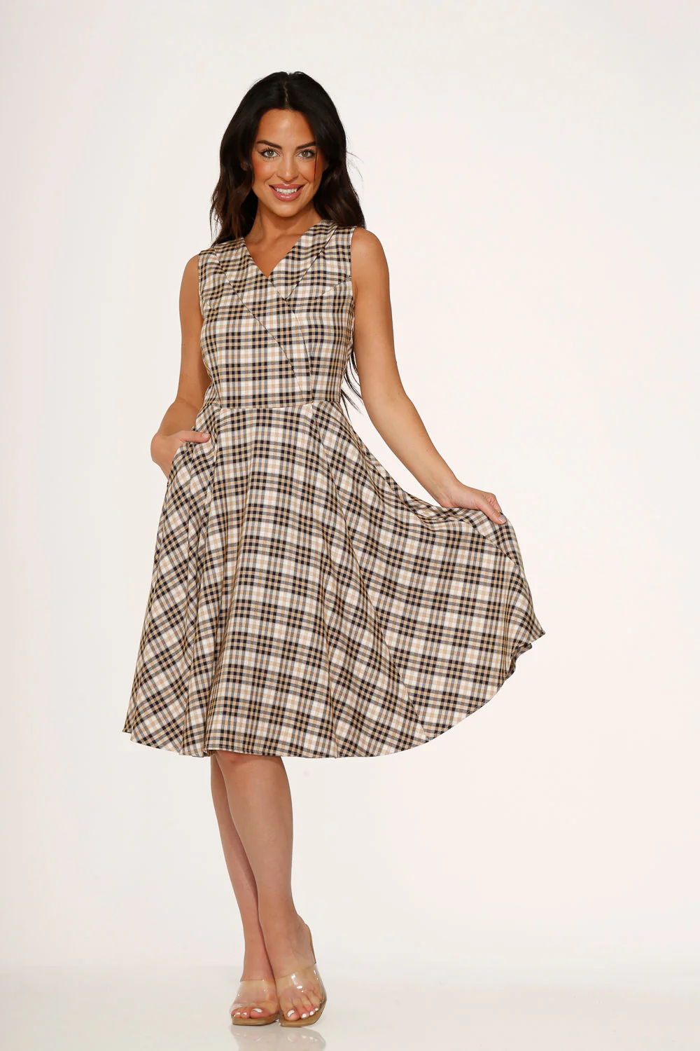 Yellow Plaid Swing Dress - Image 3