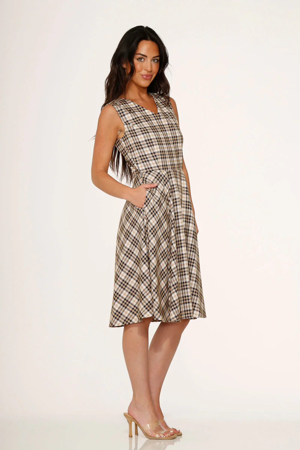 Yellow Plaid Swing Dress - Image 5