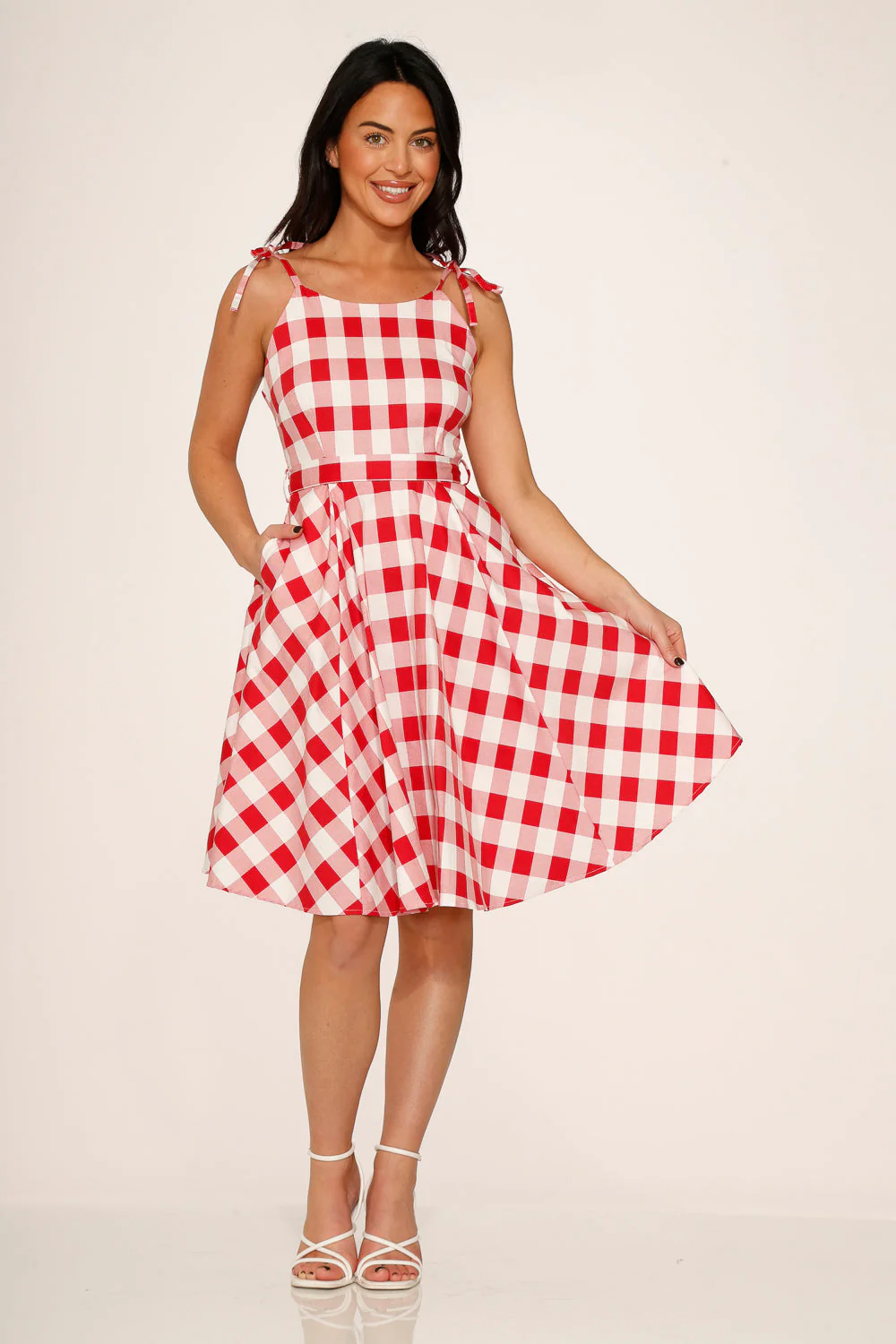 Red & White Picnic Swing Dress - Image 3