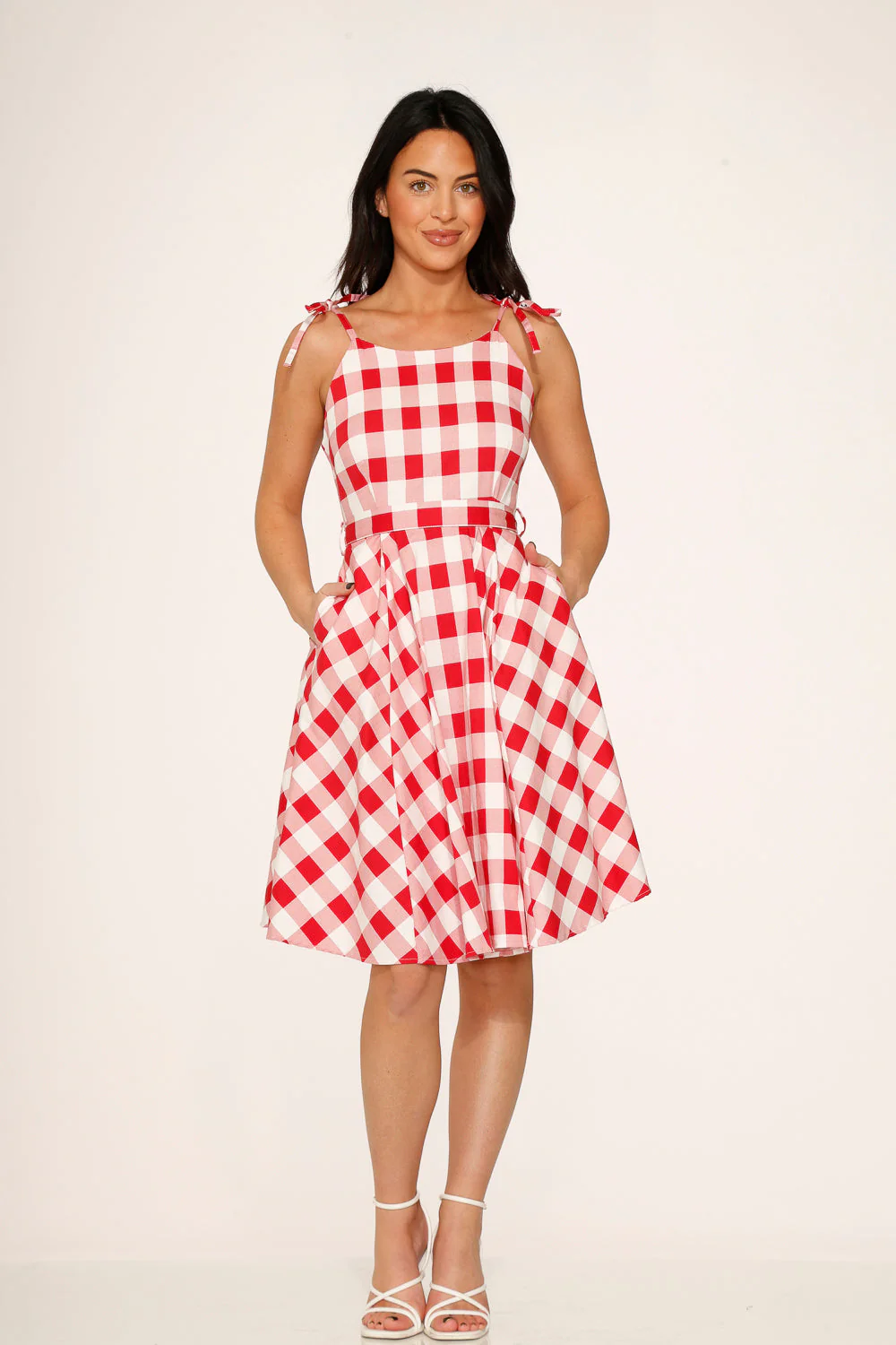 Red & White Picnic Swing Dress - Image 4
