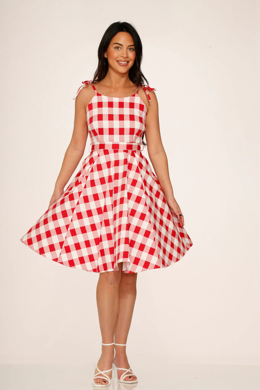 Red & White Picnic Swing Dress - Image 5