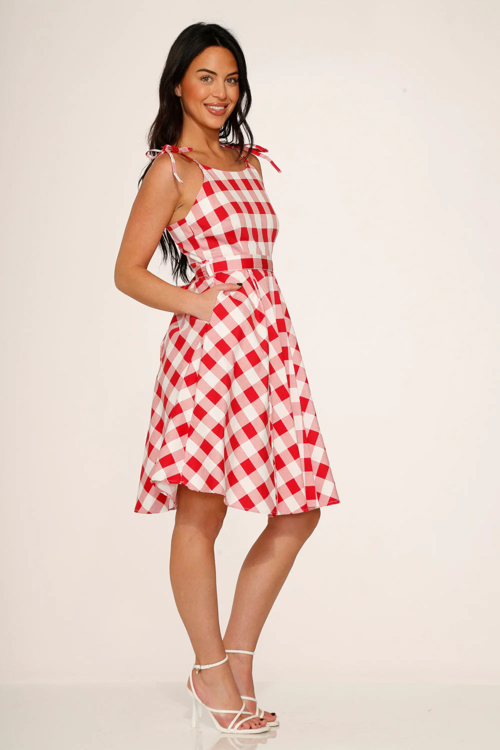 Red & White Picnic Swing Dress - Image 6